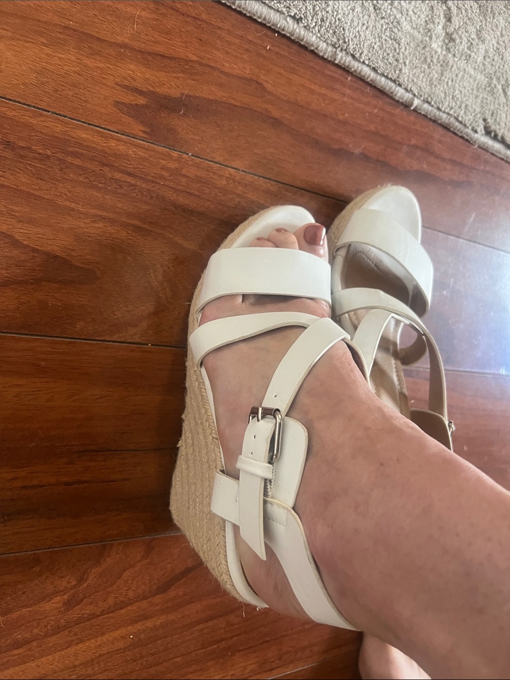 Catherine Malandrino Cream Espadrille Wedge Sandals
